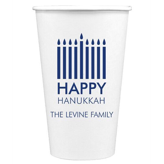 Modern Menorah Hanukkah Paper Coffee Cups